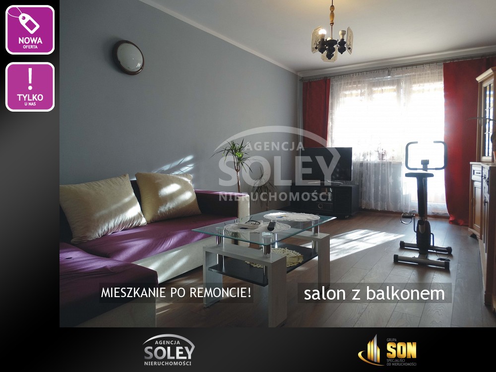 Nieruchomości: salon z balkonem