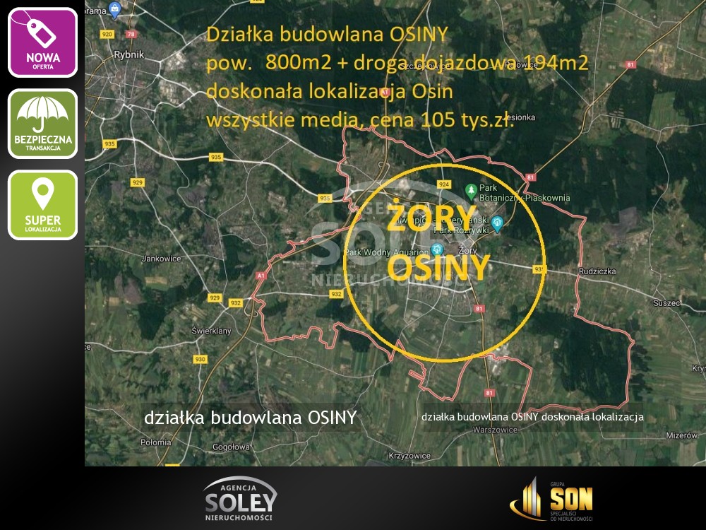 Nieruchomości: działka budowlana OSINY doskonała lokalizacja