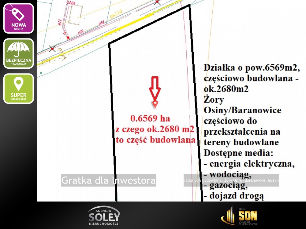 Nieruchomości: Działka 50% budowlana, Żory Osiny/Baranowice, 6569m2
